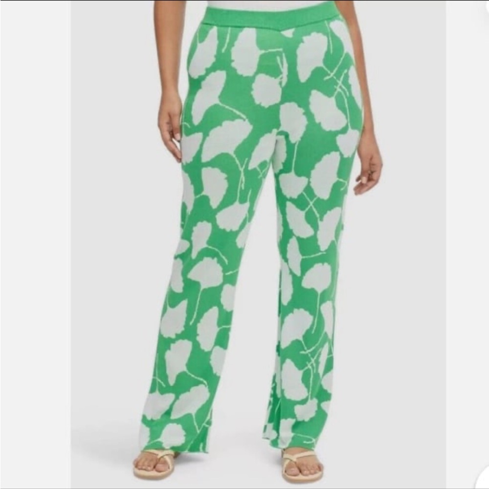 New Diane Von Furstenberg x Target gingko print sweater knit pants medium lounge